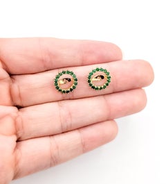 Halo Emerald Earring Jackets in 14k Yellow Gold