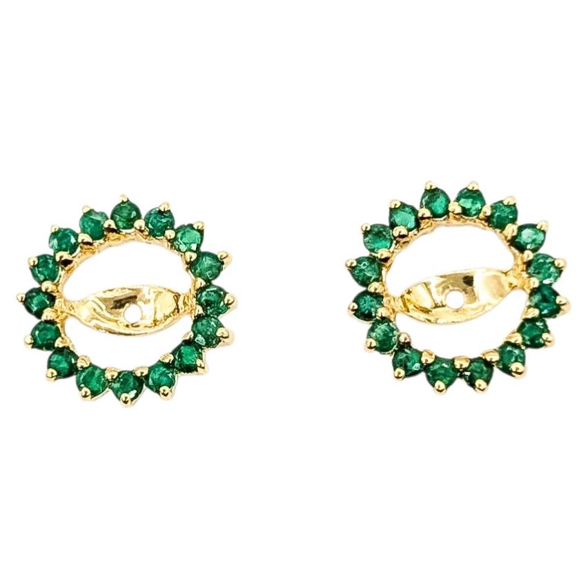 Halo Emerald Earring Jackets in 14k Yellow Gold