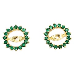 Halo Emerald Earring Jackets in 14k Yellow Gold