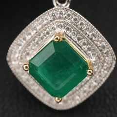 Halo Emerald Earring Set for women, Unique 18K Gold Diamond Earring Set