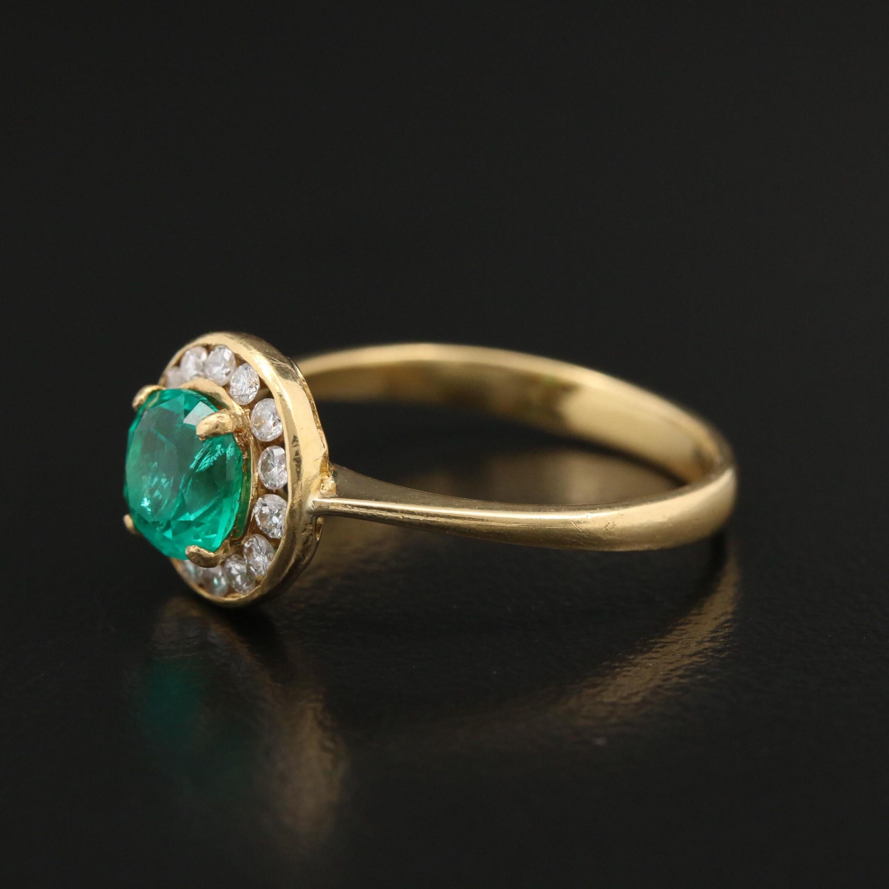 For Sale:  Halo Emerald Engagement Ring, Antique Emerald Wedding Ring 3