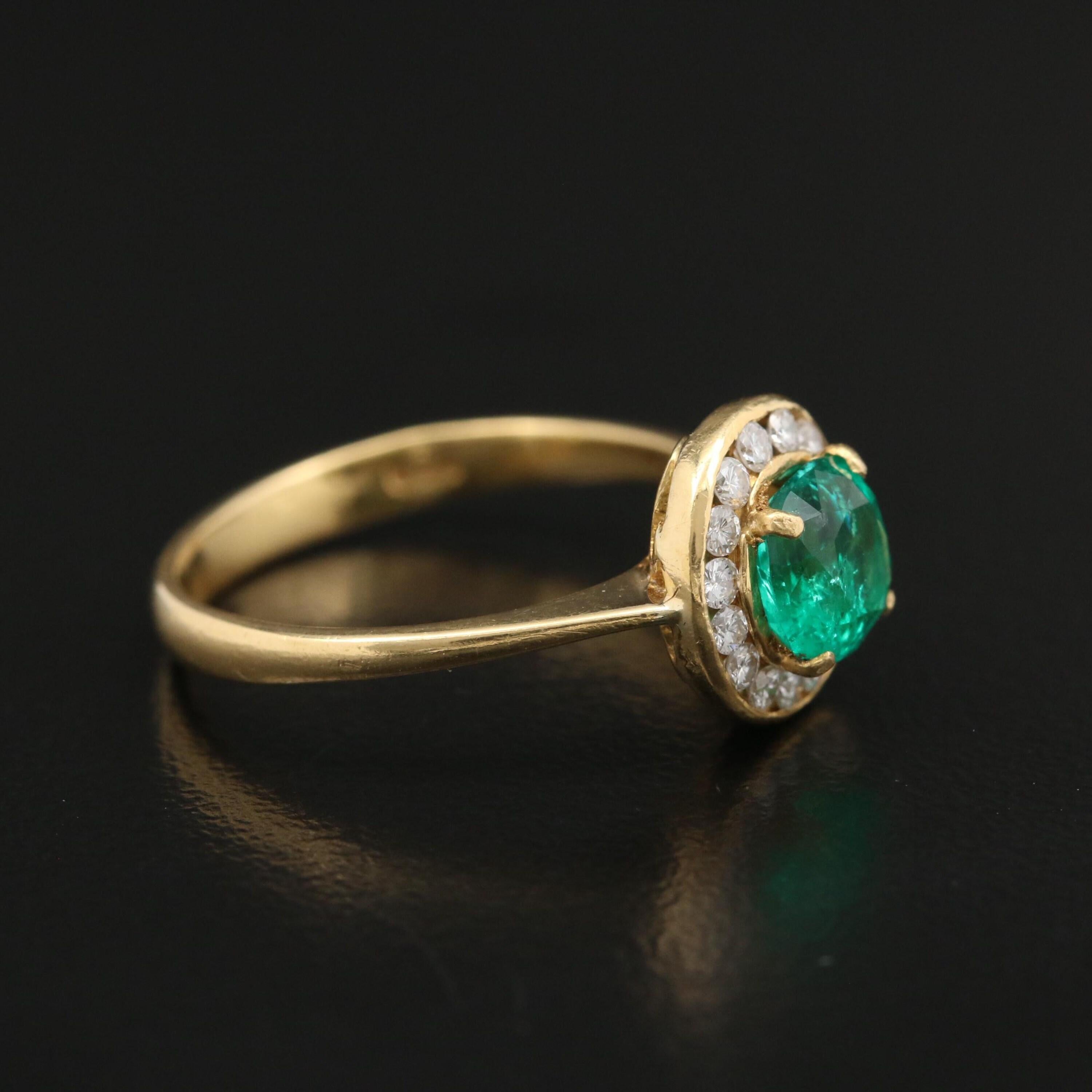 For Sale:  Halo Emerald Engagement Ring, Antique Emerald Wedding Ring 4
