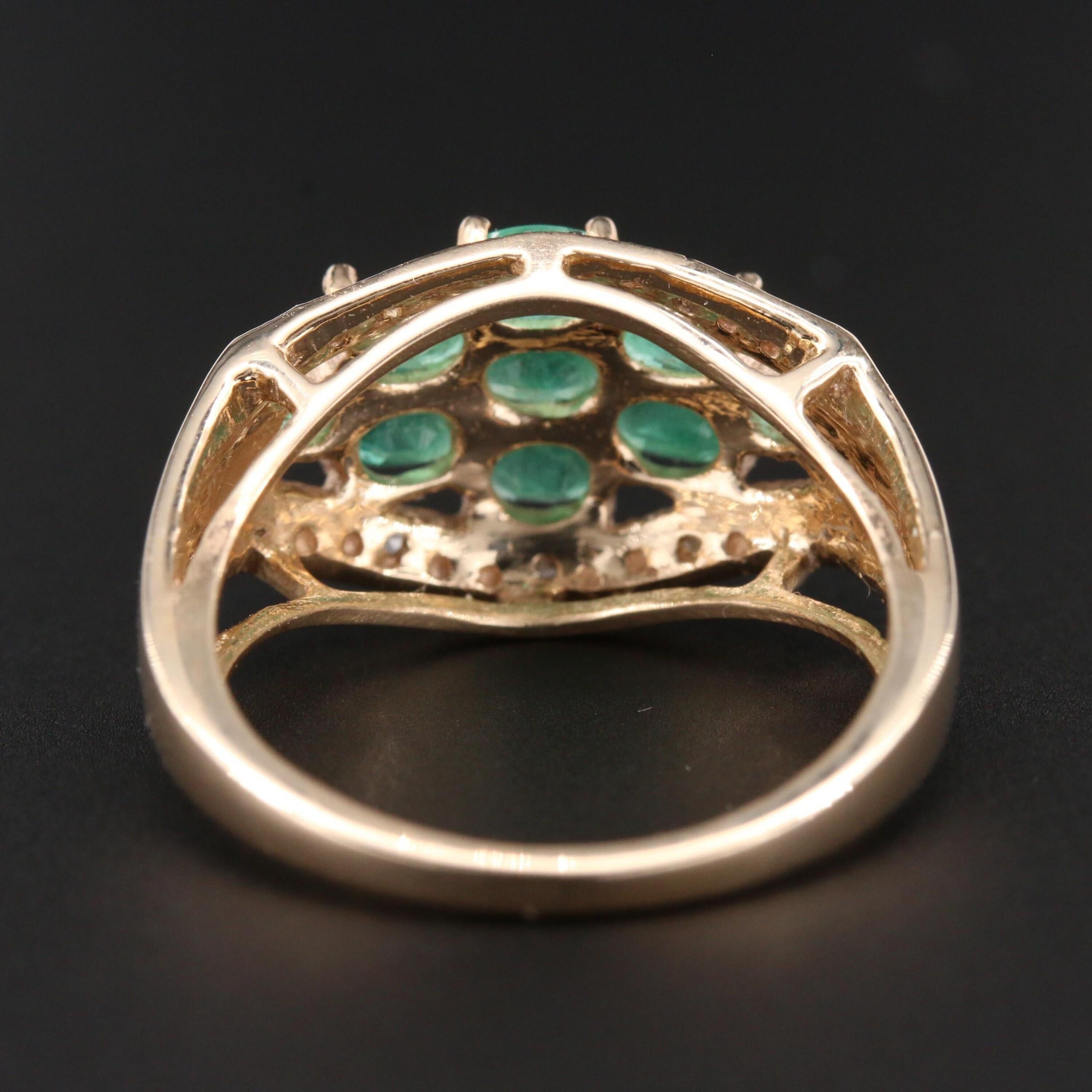 For Sale:  Halo Emerald Engagement Ring, Antique Emerald Wedding Ring 4