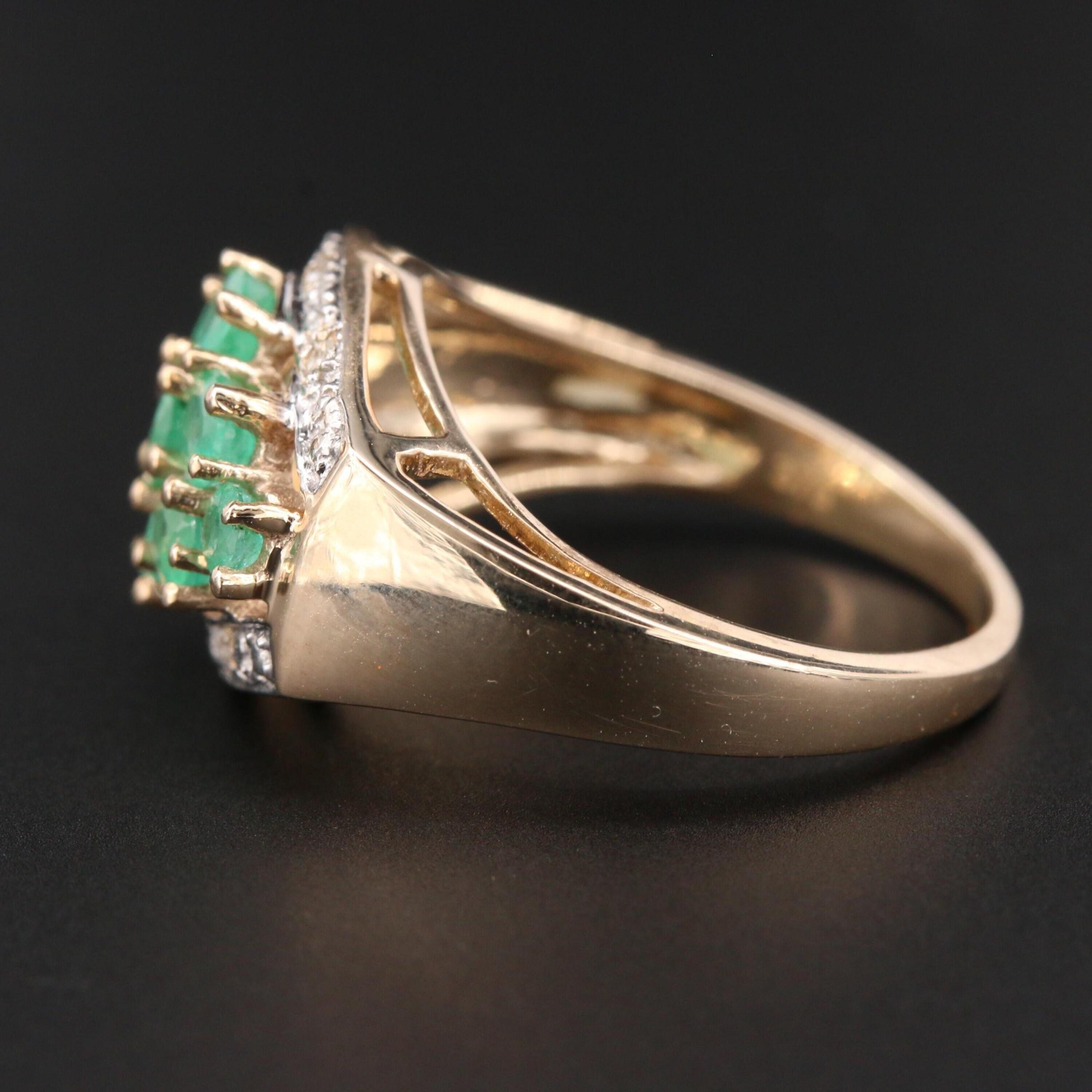 For Sale:  Halo Emerald Engagement Ring, Antique Emerald Wedding Ring 5