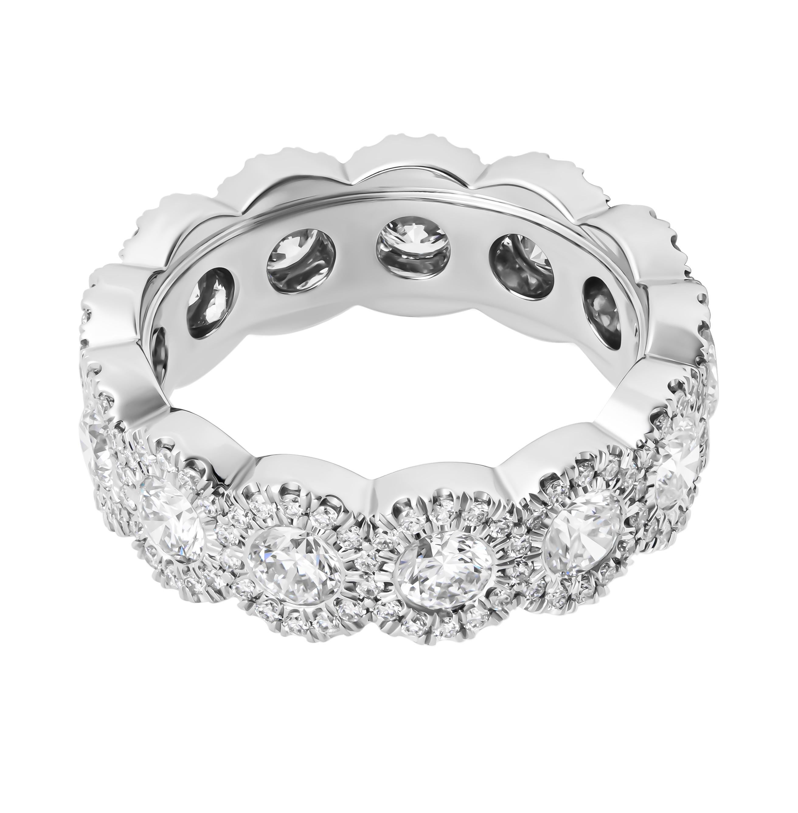 Round Cut Halo Eternity Band with Round Diamonds For Sale