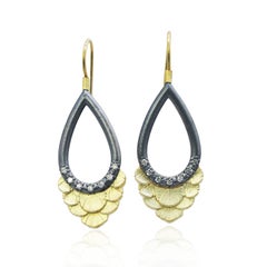 Halo Feather Teardrop Earrings with Pave Set Diamonds