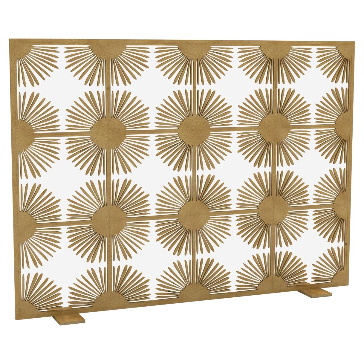 Halo Fireplace Screen in Aged Gold For Sale