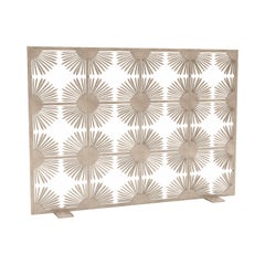 Halo Fireplace Screen in Aged Silver