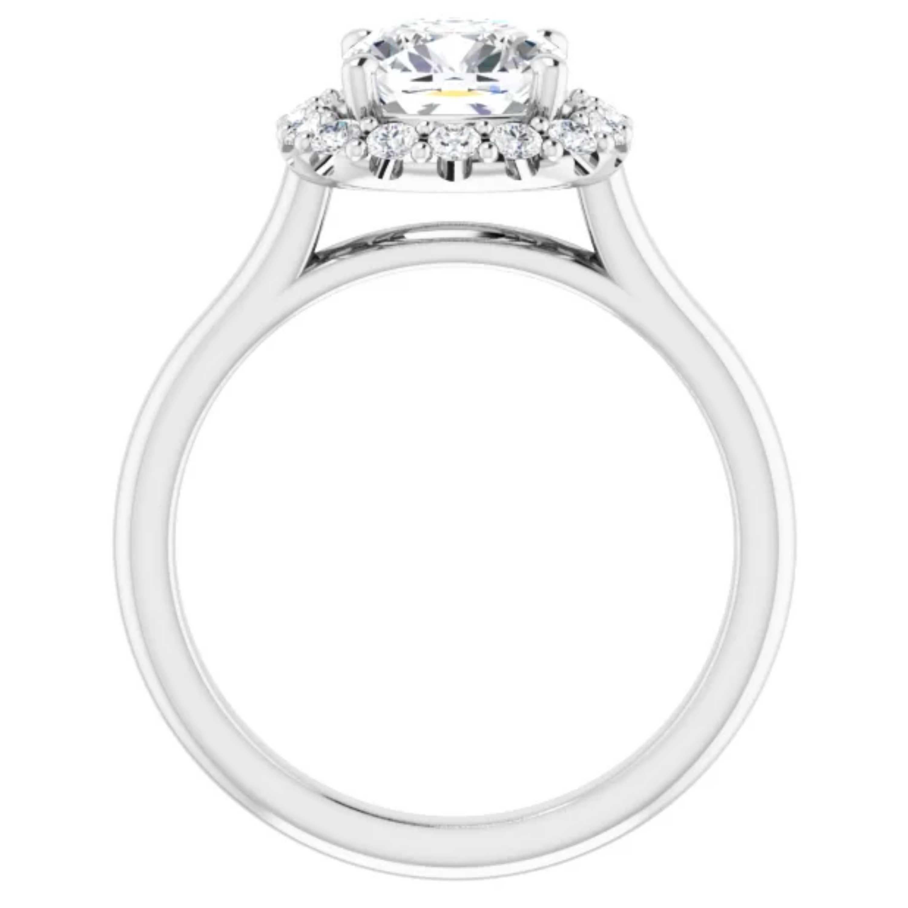 Contemporary Halo Cushion Cut Diamond Engagement Ring White Gold For Sale