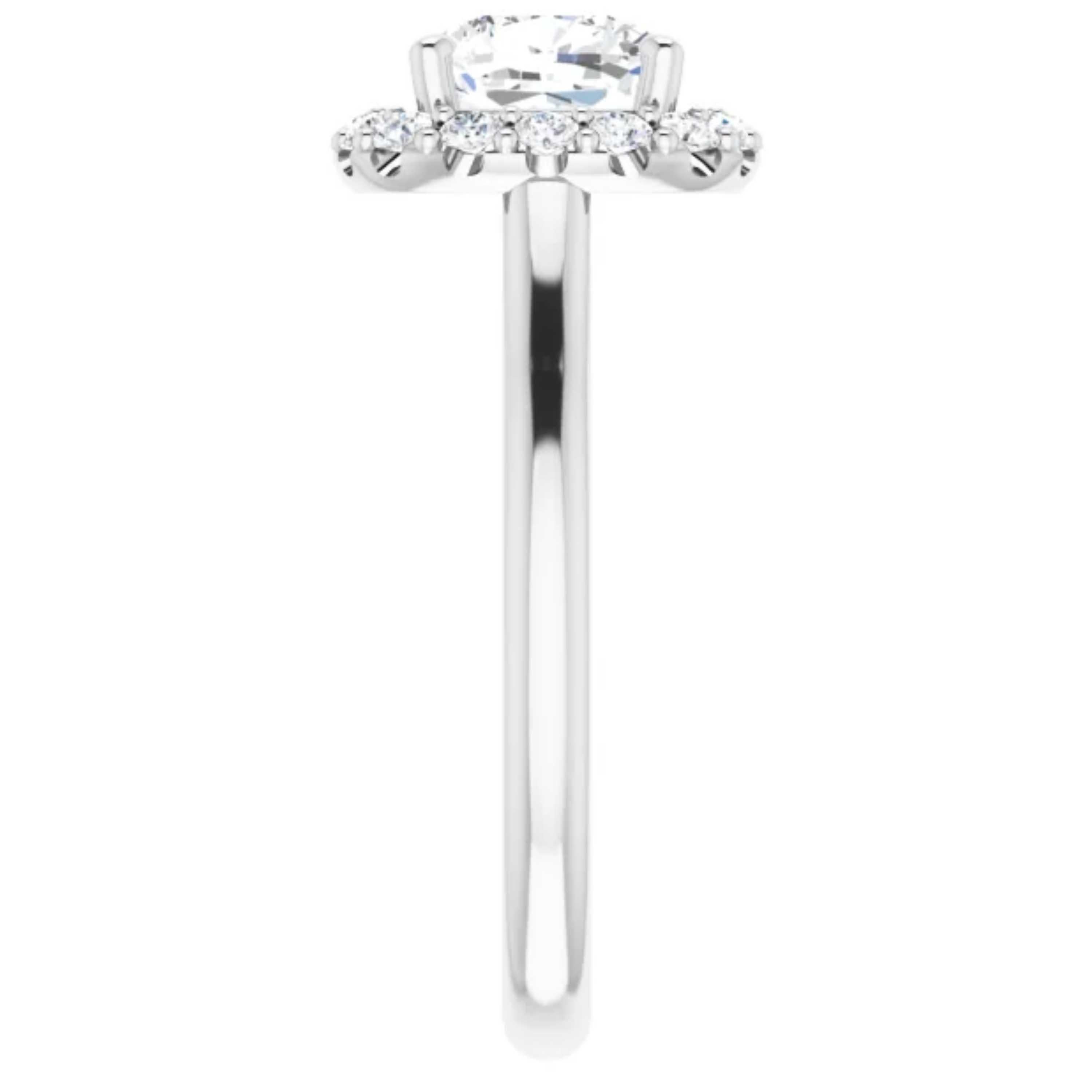 Halo Cushion Cut Diamond Engagement Ring White Gold In New Condition For Sale In Los Angeles, CA
