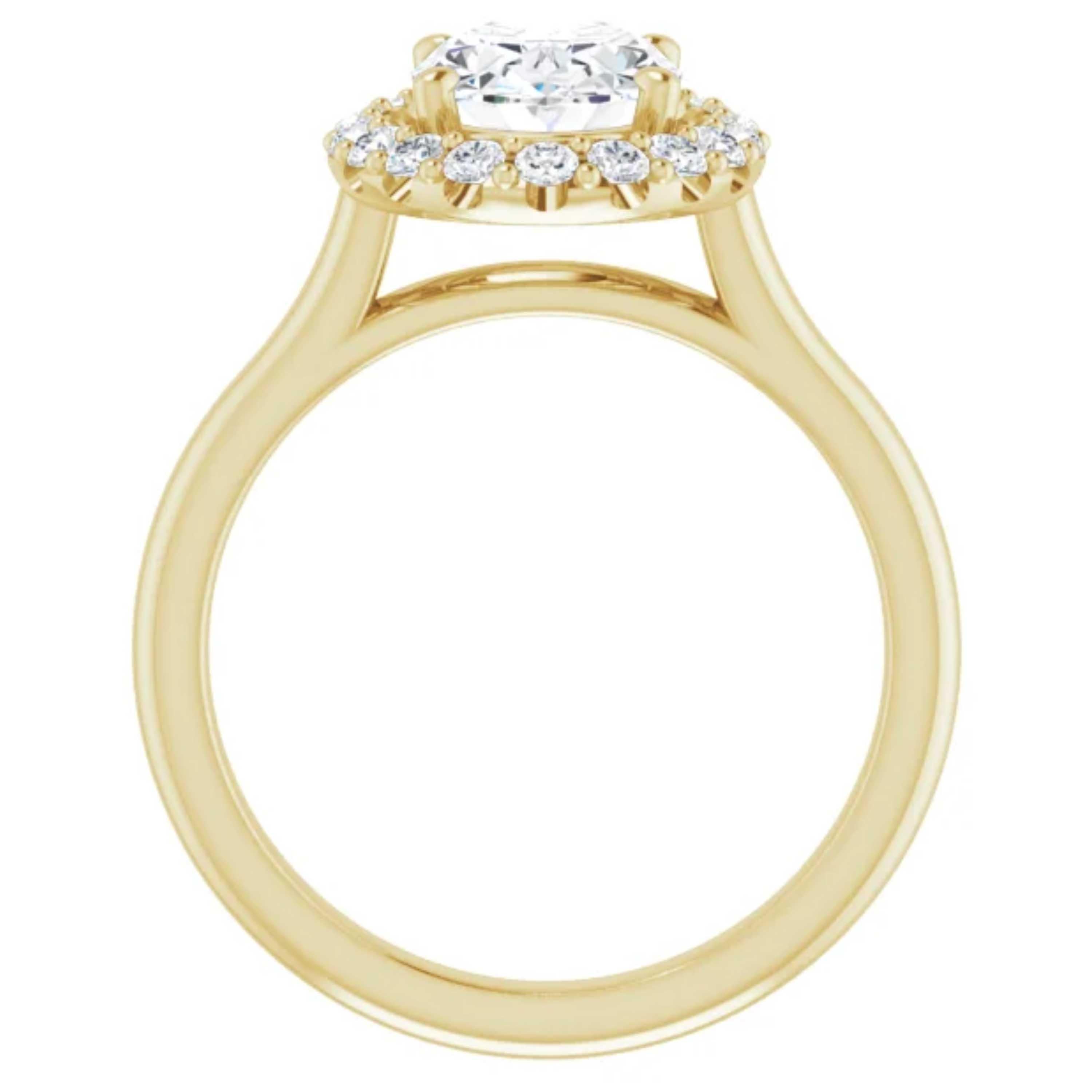 Contemporary Halo GIA Oval Brilliant Diamond Engagement Ring Yellow Gold For Sale