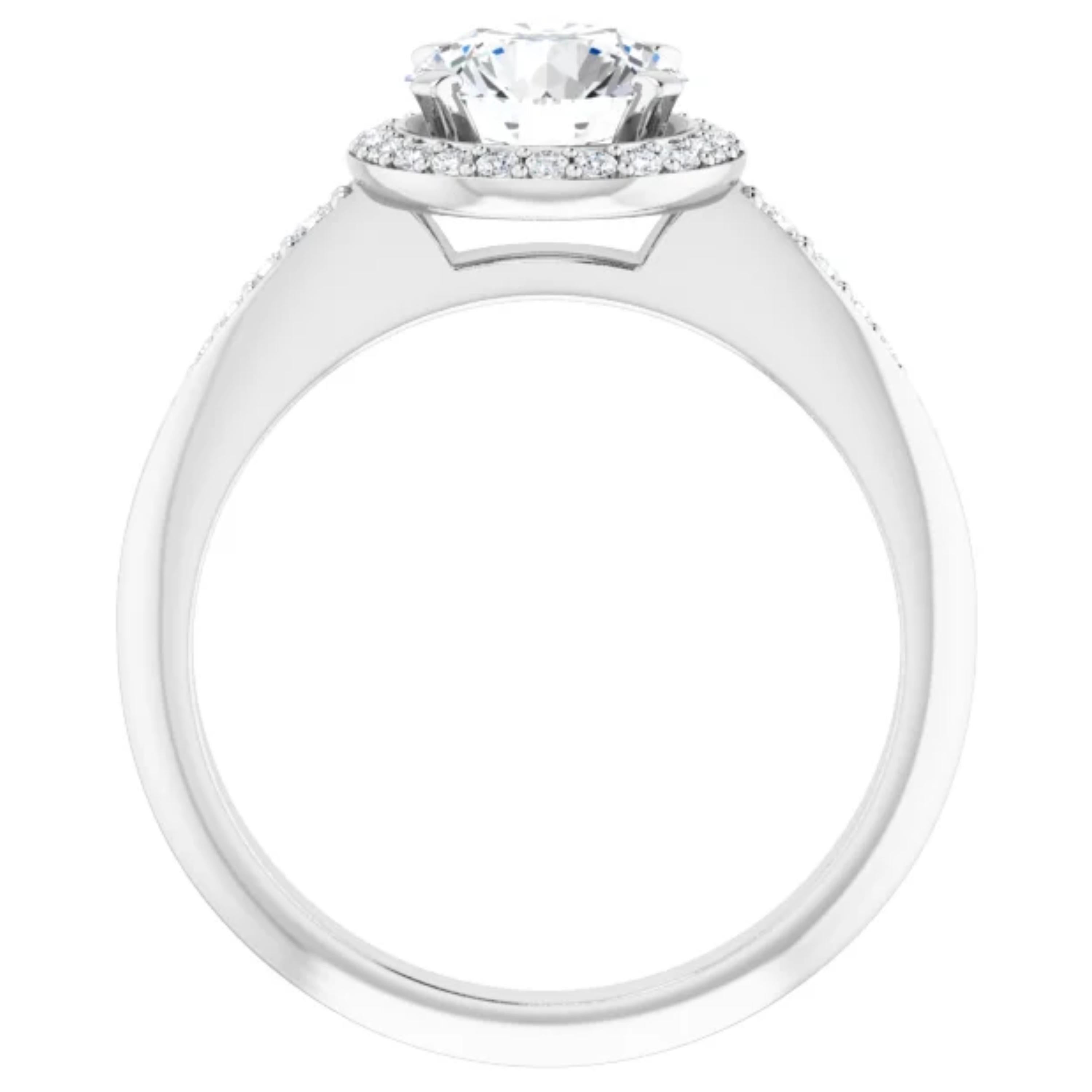 Contemporary Halo GIA Certified Round Brilliant White Diamond Engagement Wedding Ring For Sale