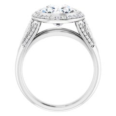 Halo GIA Oval Interwoven Diamond Engagement Ring 18k White Gold 1.52 Carats