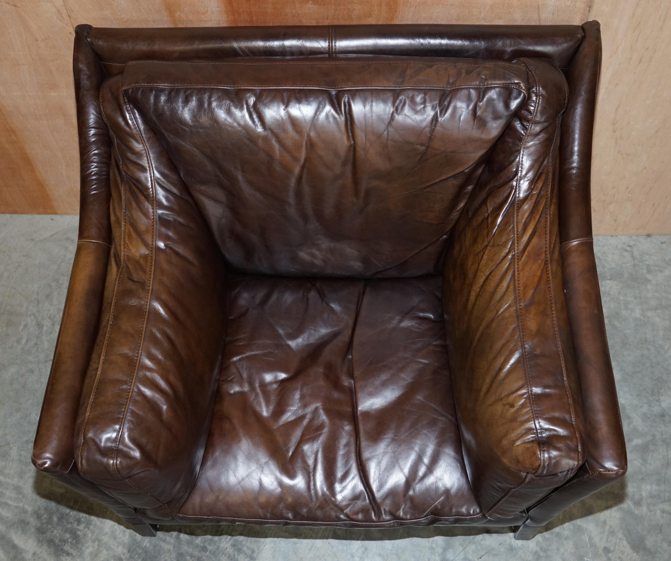 English Halo Groucho Bike Tan Brown Leather Armchair Loveseat Part of a Large Suite