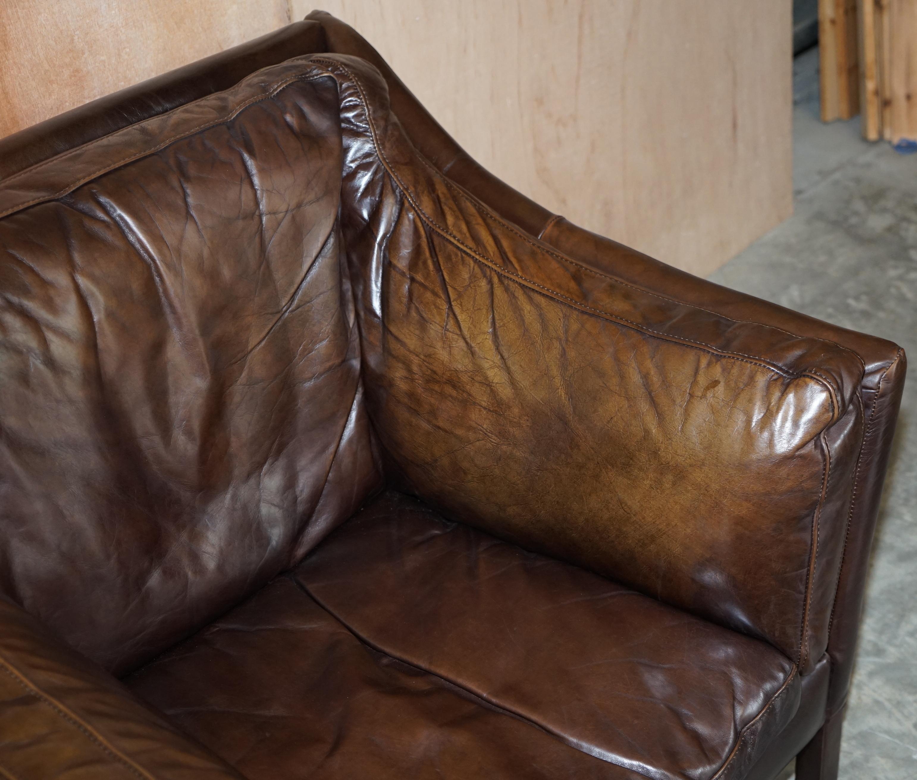 Hand-Crafted Halo Groucho Bike Tan Brown Leather Armchair Loveseat Part of a Large Suite