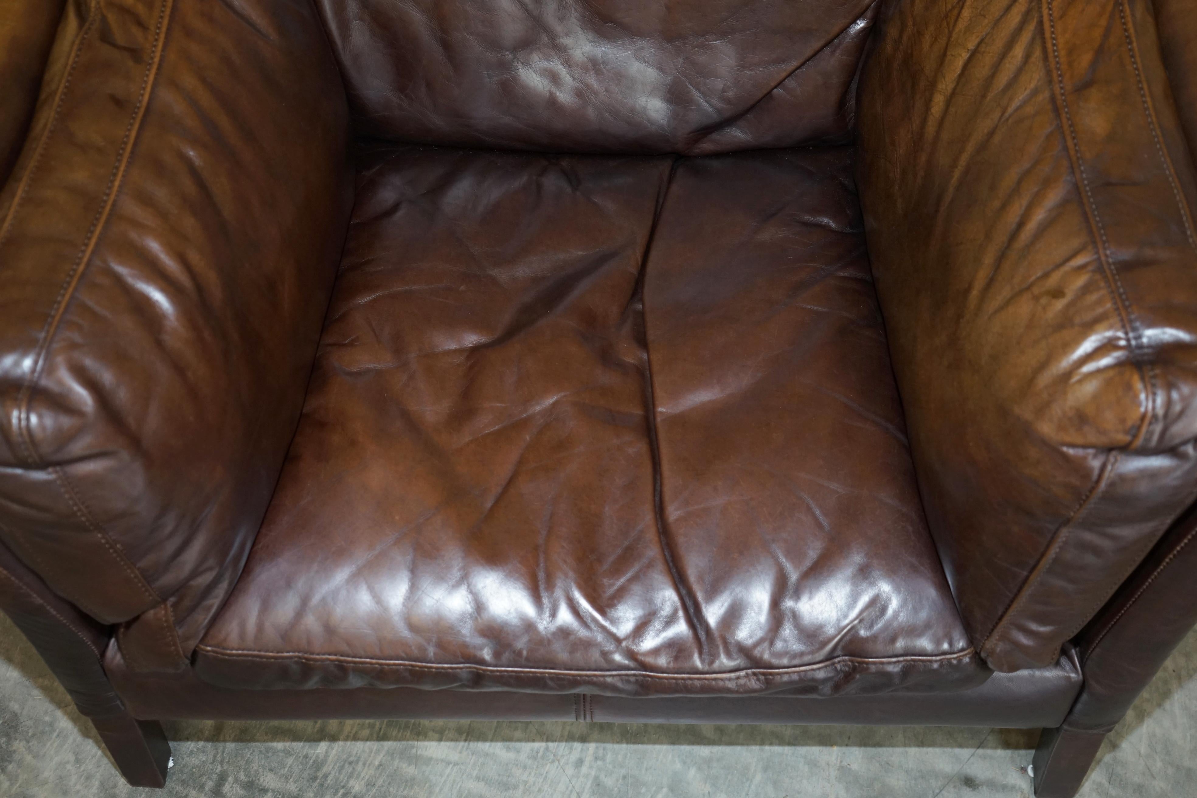 20th Century Halo Groucho Bike Tan Brown Leather Armchair Loveseat Part of a Large Suite