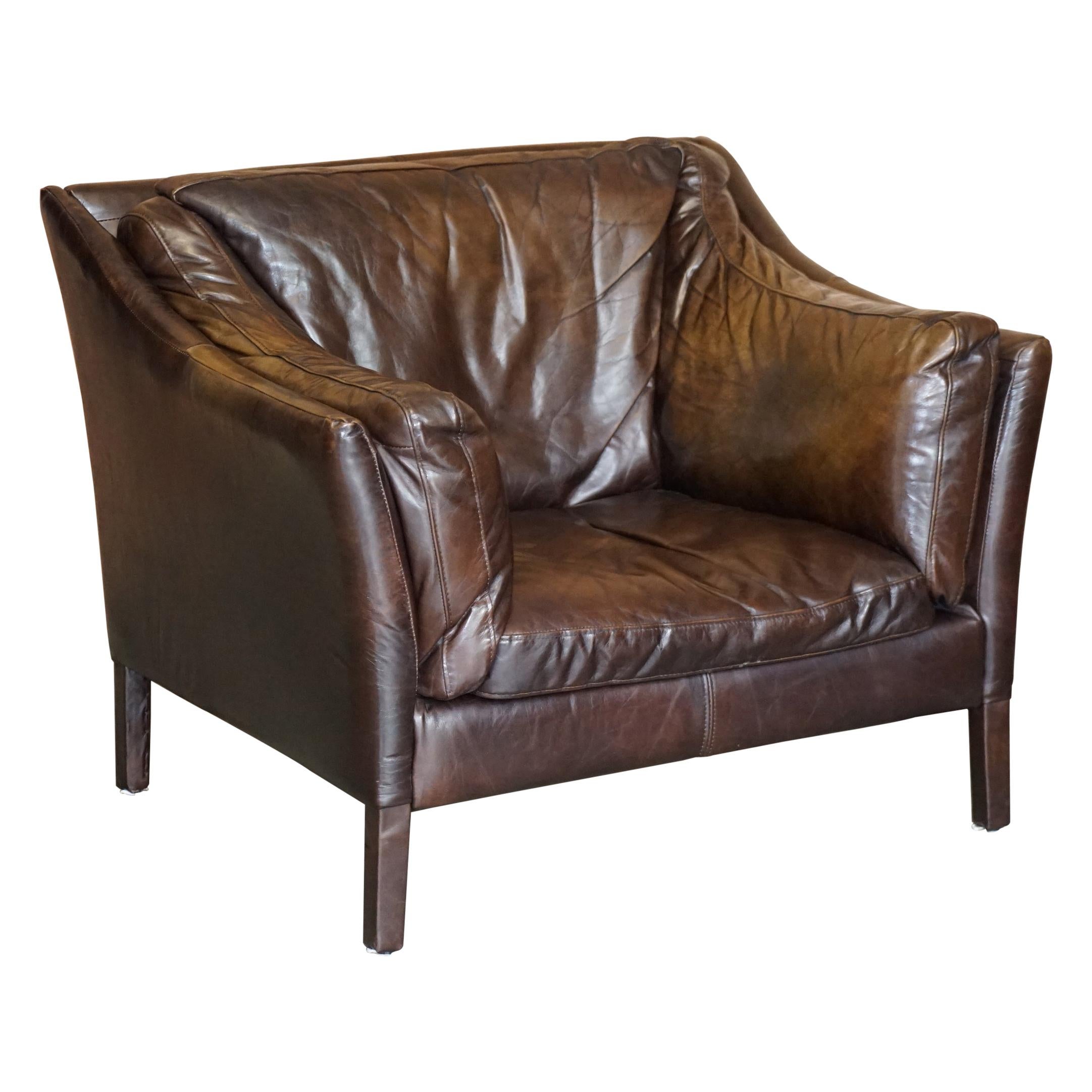 Halo Groucho Bike Tan Brown Leather Armchair Loveseat Part of a Large Suite
