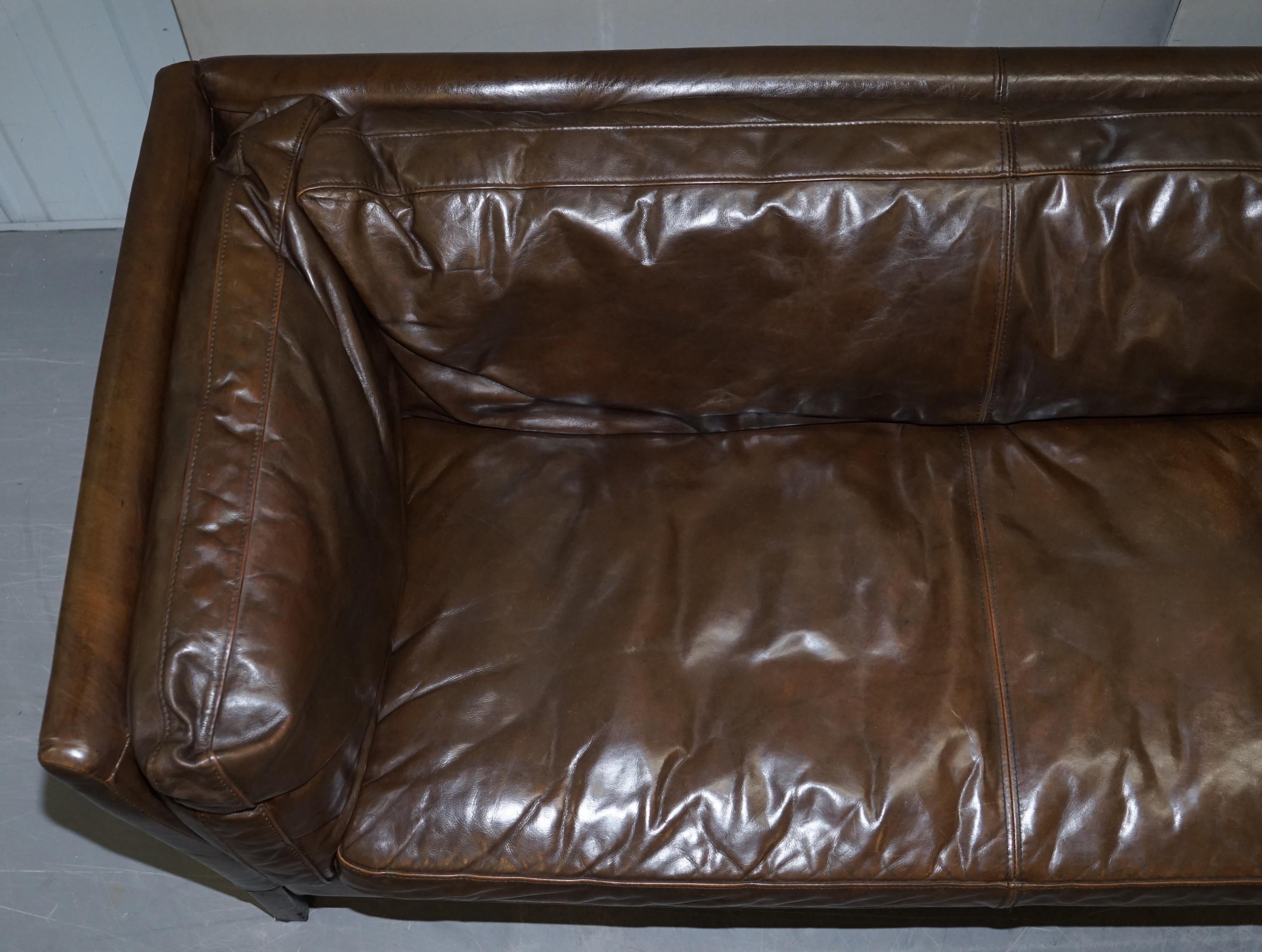 Halo Groucho Conker Brown Leather Large Two-Seat Sofa Comfortable 1