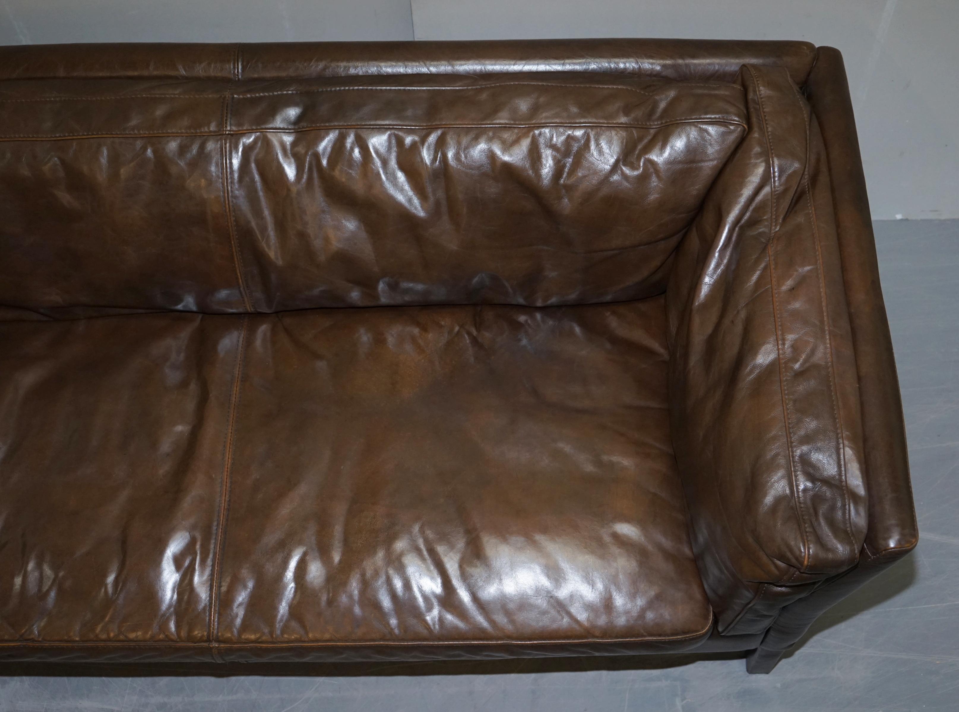 Halo Groucho Conker Brown Leather Large Two-Seat Sofa Comfortable 2