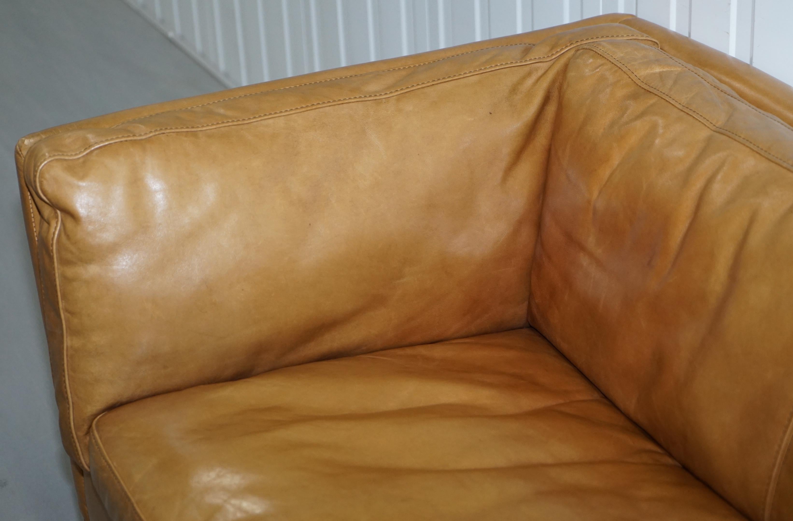 Halo Groucho Leather Small 2-Seat Sofa Matching Armchair Available 1