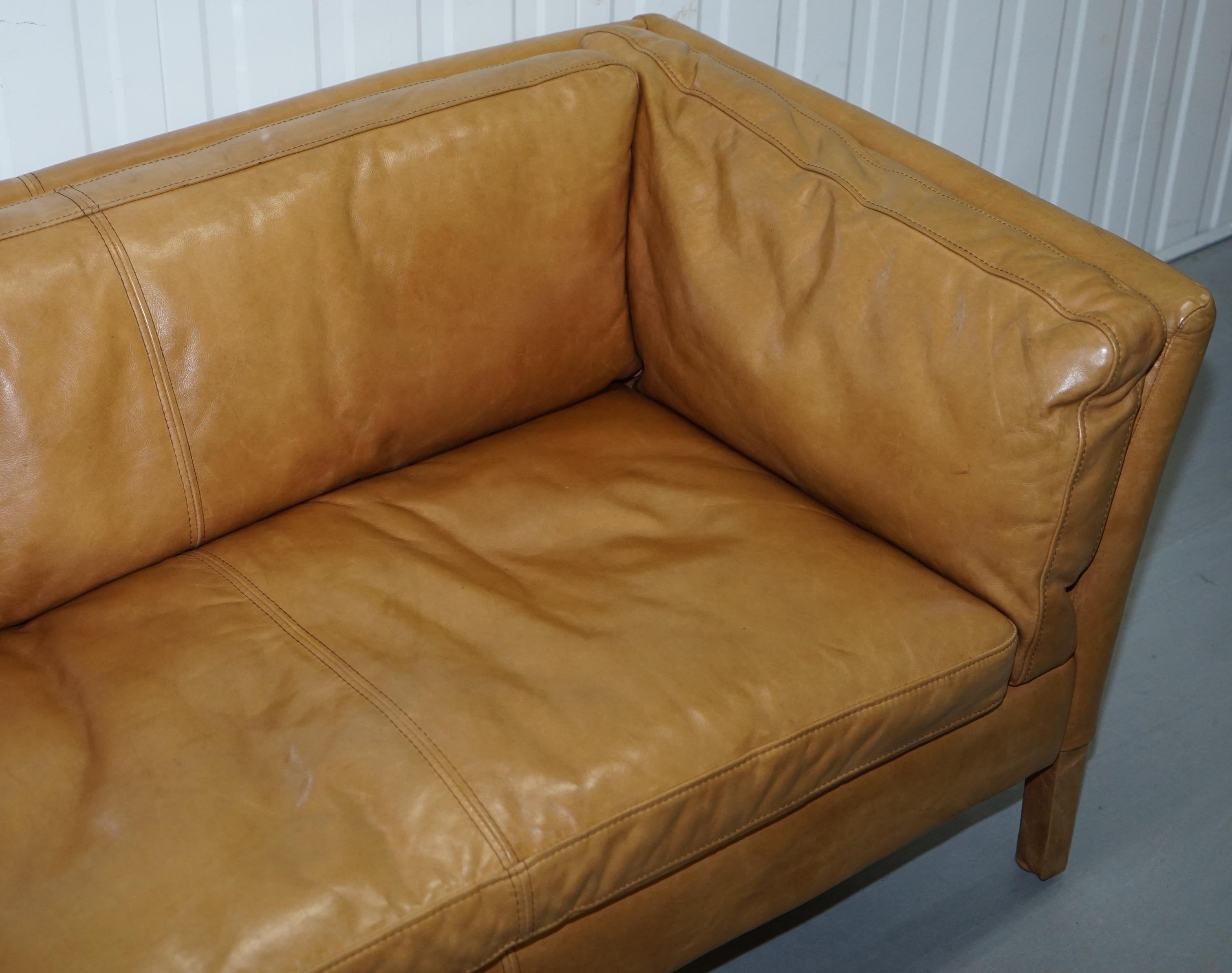 Modern Halo Groucho Leather Small 2-Seat Sofa Matching Armchair Available