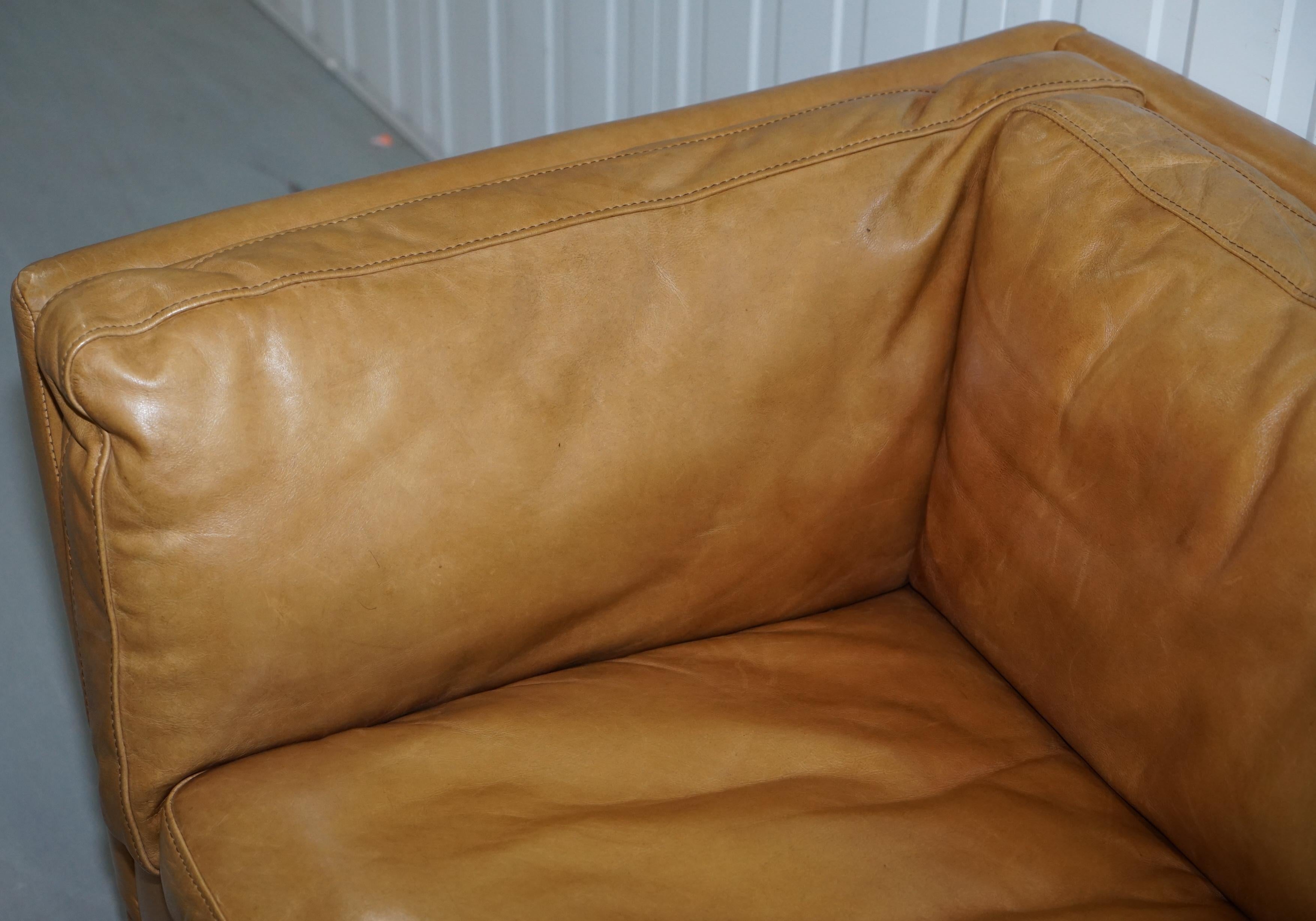 Hand-Crafted Halo Groucho Leather Small 2-Seat Sofa Matching Armchair Available