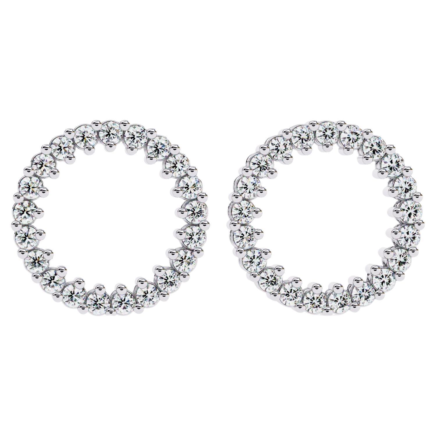 Halo Harmony Natural Diamond Earrings In 14KT White Gold