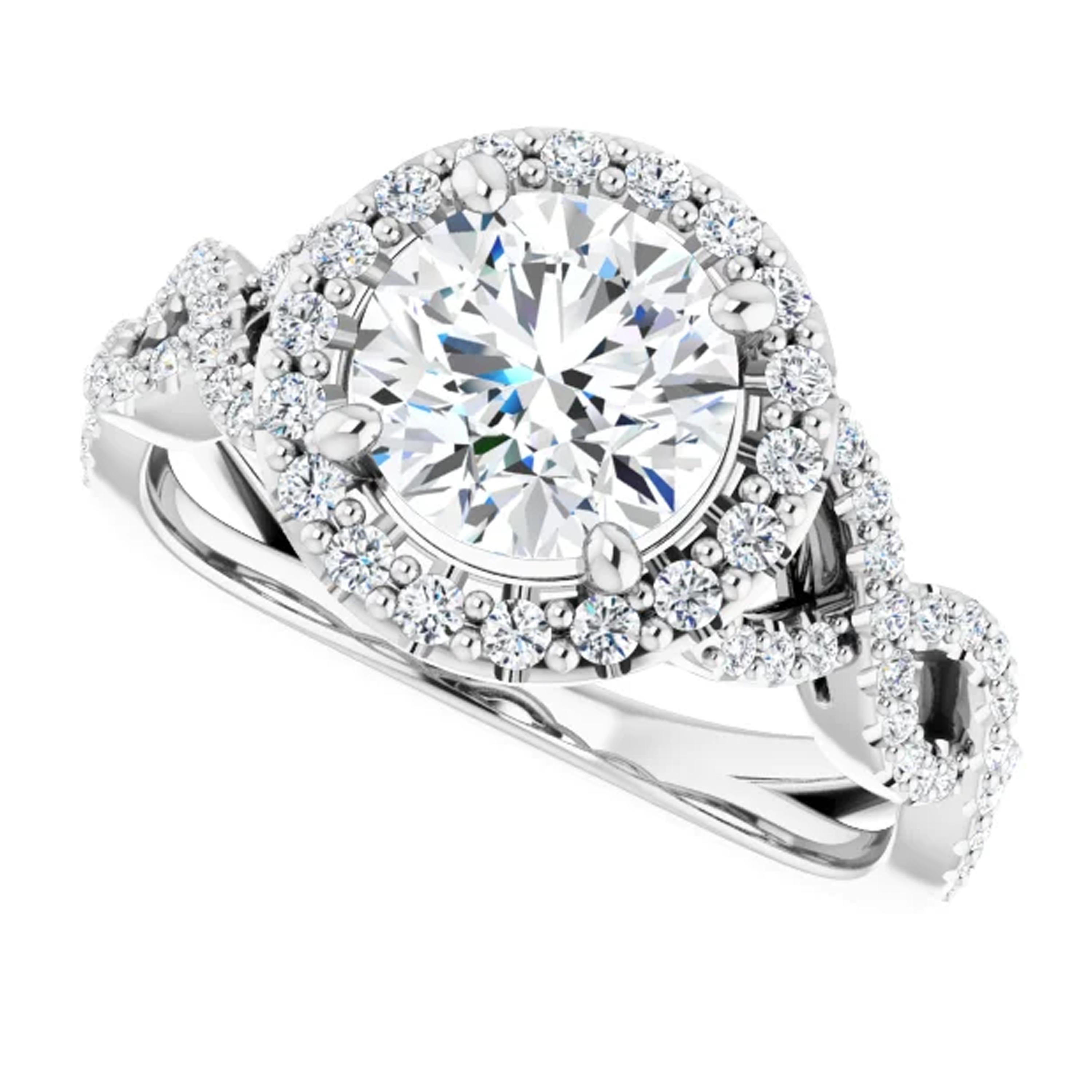 Round Cut Halo Infinity Swirl Round Diamond Engagement Wedding Ring Set For Sale