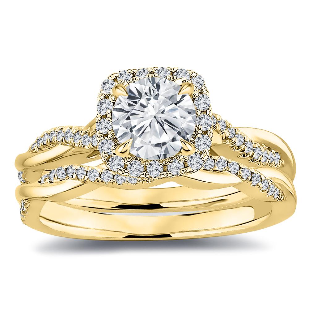 For Sale:  Halo Infinity Twist Design Diamond Engagement Wedding Ring Set 1.25 ct. tw.'0.5' 2