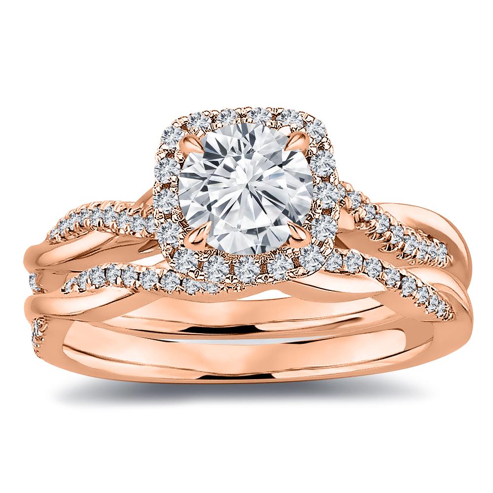 For Sale:  Halo Infinity Twist Design Diamond Engagement Wedding Ring Set 1.25 ct. tw.'0.5' 3