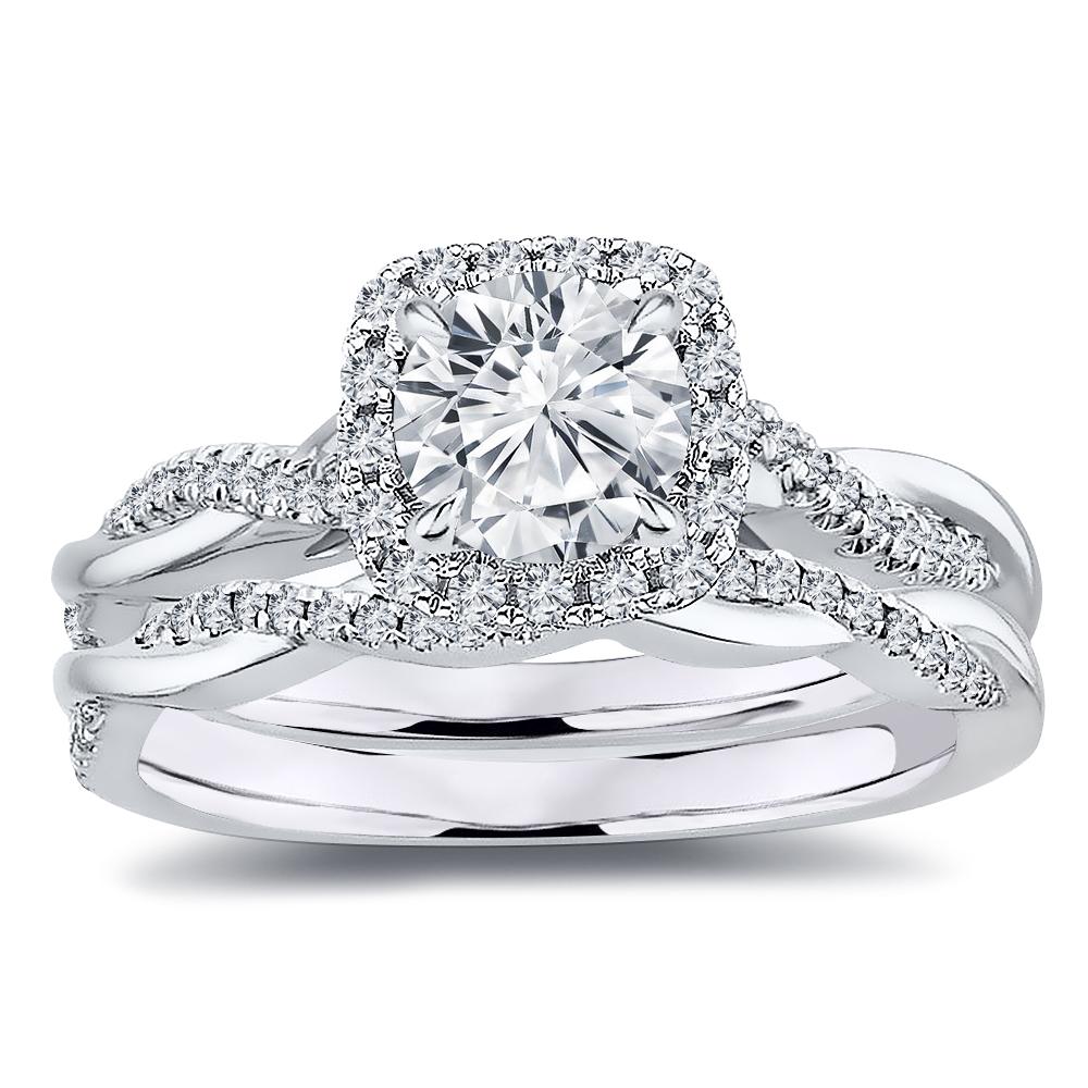 For Sale:  Halo Infinity Twist Design Diamond Engagement Wedding Ring Set 1.25 ct. tw.'0.5' 4