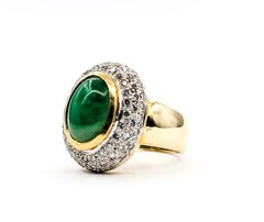 Halo Jade & Diamond Ring in 18k Yellow Gold
