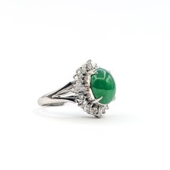 Halo Jade & Diamond Ring in platinum