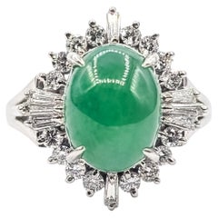 Halo Jade & Diamant Ring in Platin