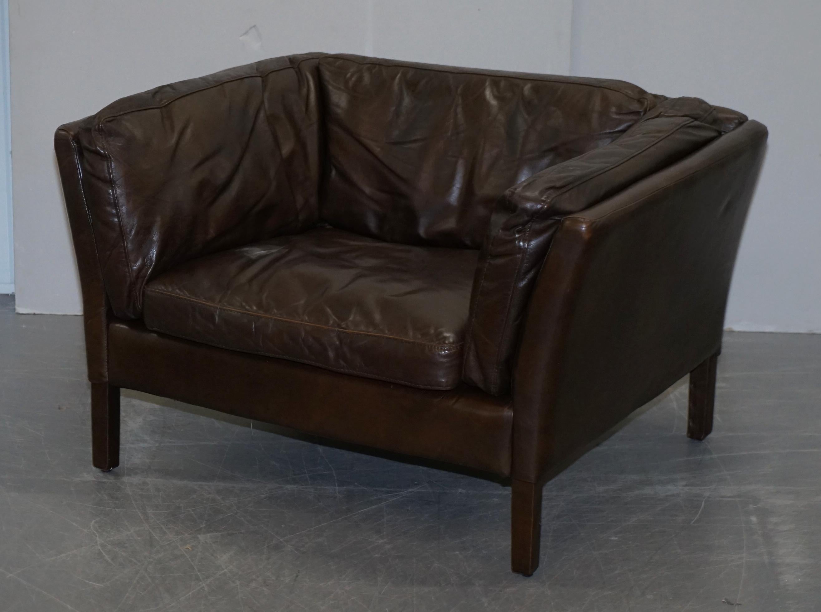 Art Deco Halo John Lewis Groucho Aged Brown Leather Armchair Very Comfortable