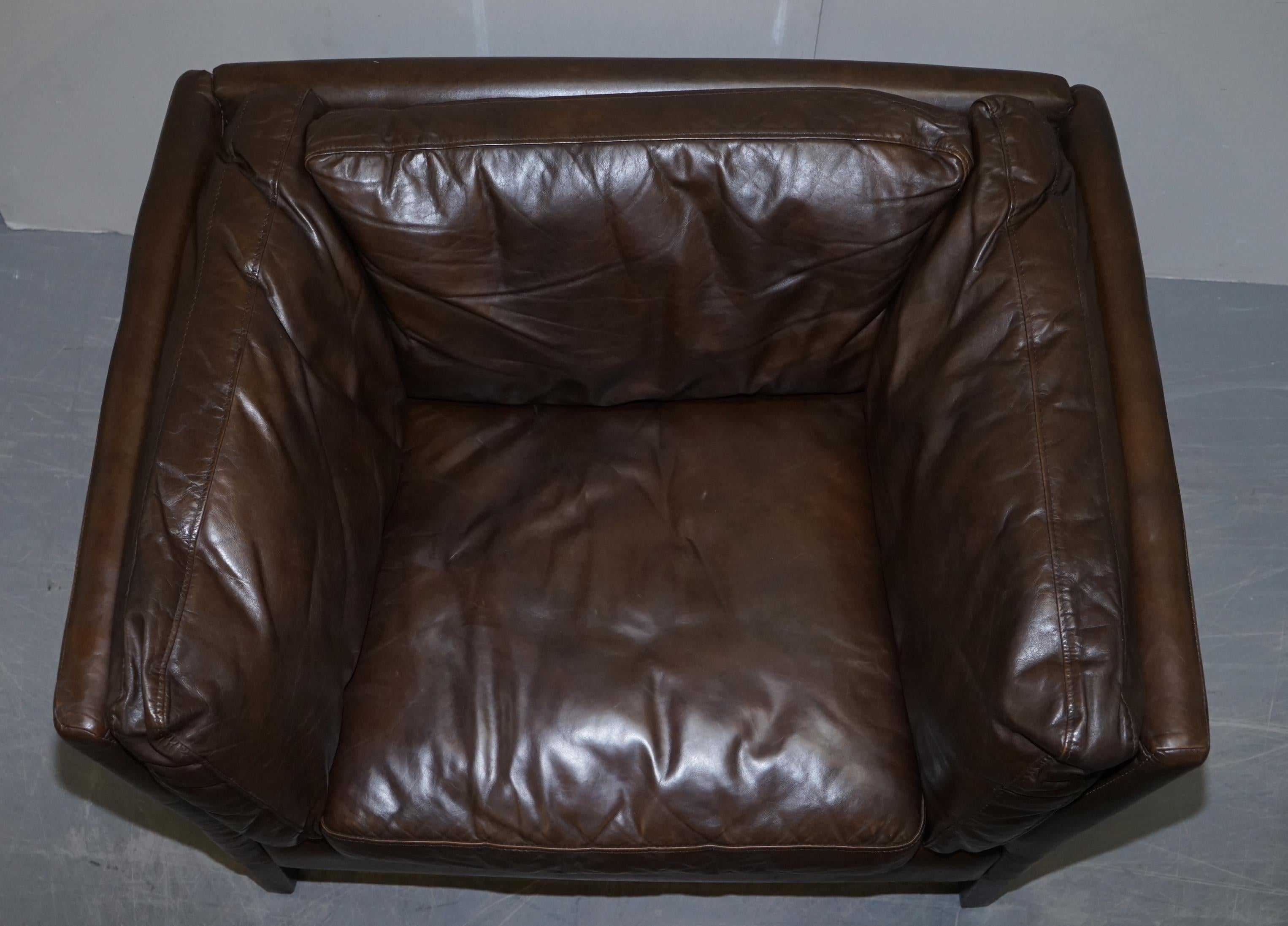 English Halo John Lewis Groucho Aged Brown Leather Armchair Very Comfortable