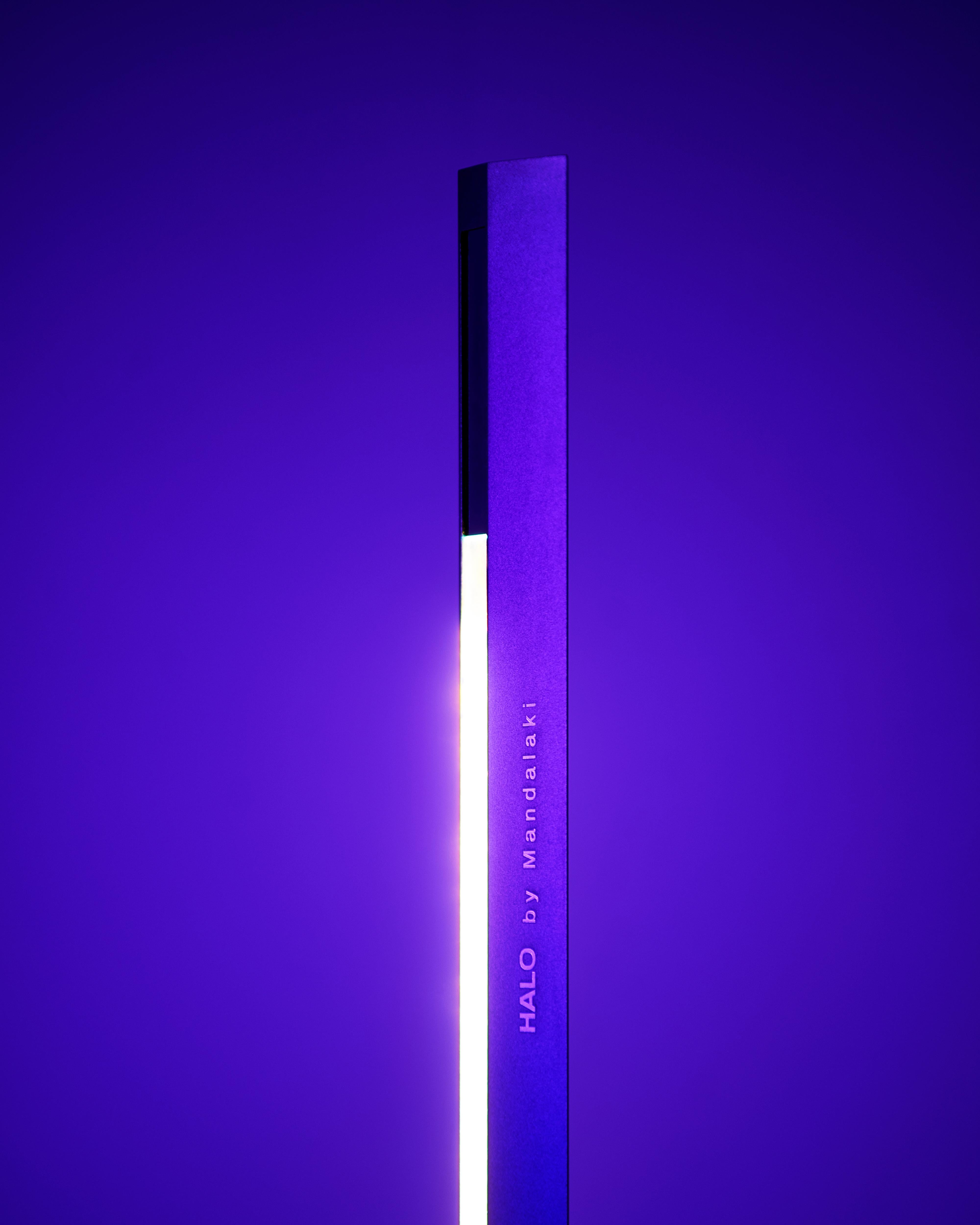 Italian 'Halo Line' Deep Blue 120 Floor Lamp/ Color Projector by Mandalaki Studio For Sale