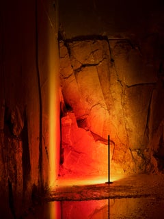 'Halo Line' Sunset Red 120 Floor Lamp or Color Projector by Mandalaki Studio