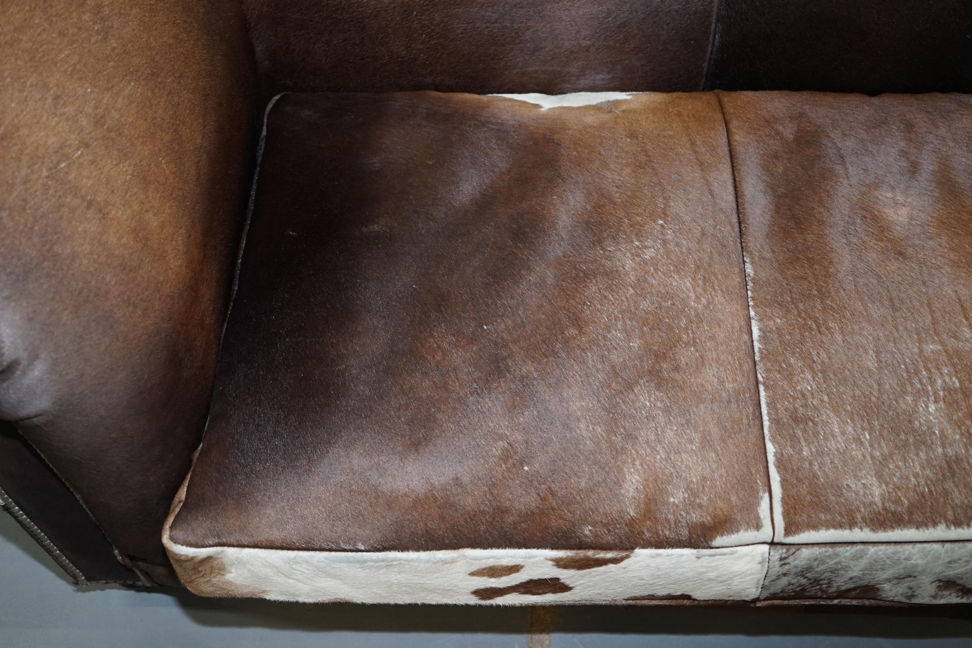 Unknown Halo Living Large 3-4 Seat Pony Cow Hide Sofa in the Chesterfield Club Manor