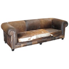 Halo Living Large 3-4 Seat Pony Cow Hide Sofa in the Chesterfield Club Manor