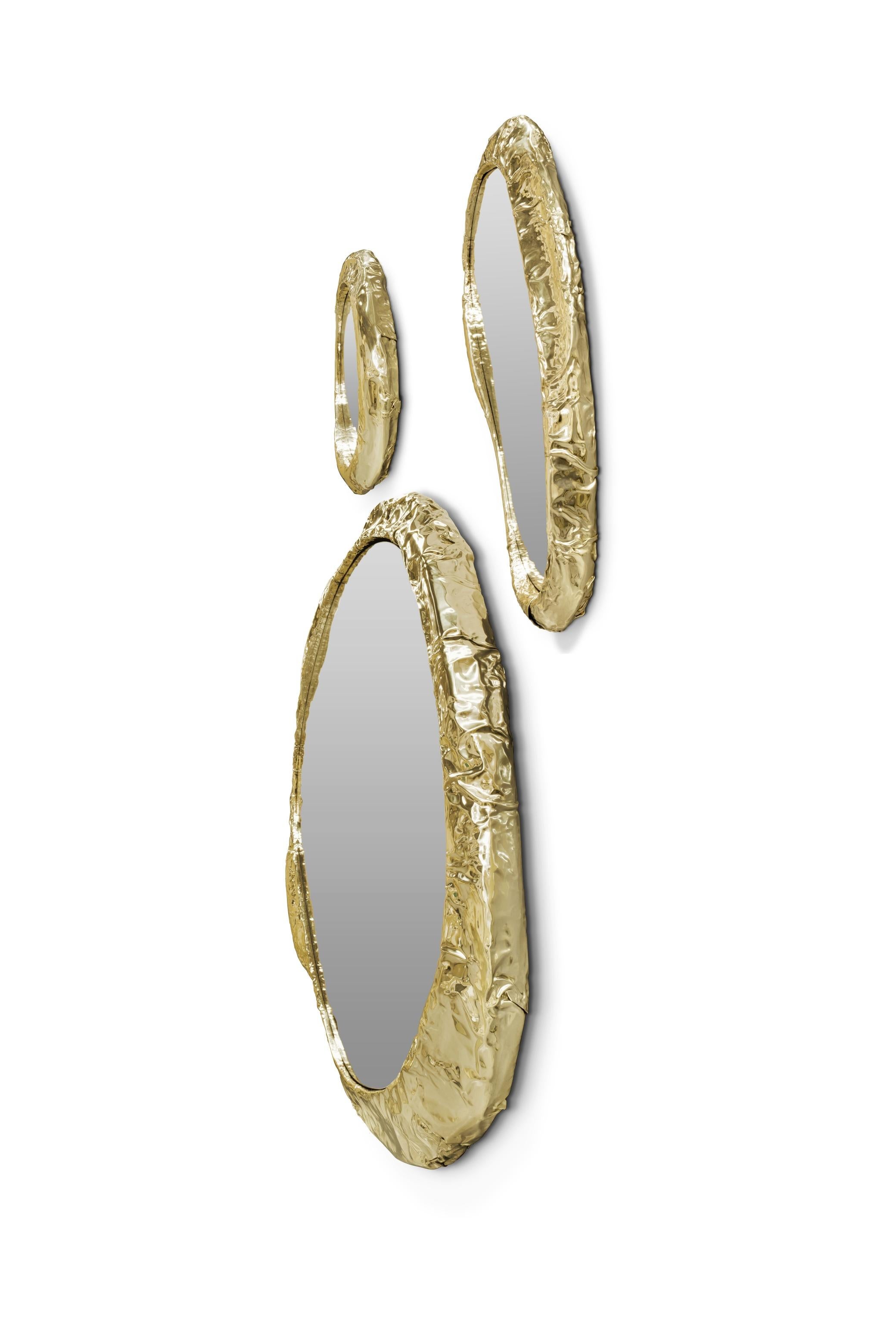 Halo Mirror - Handgefertigtes gehämmertes Messing & Spiegel - Boca do Lobo (Portugiesisch) im Angebot