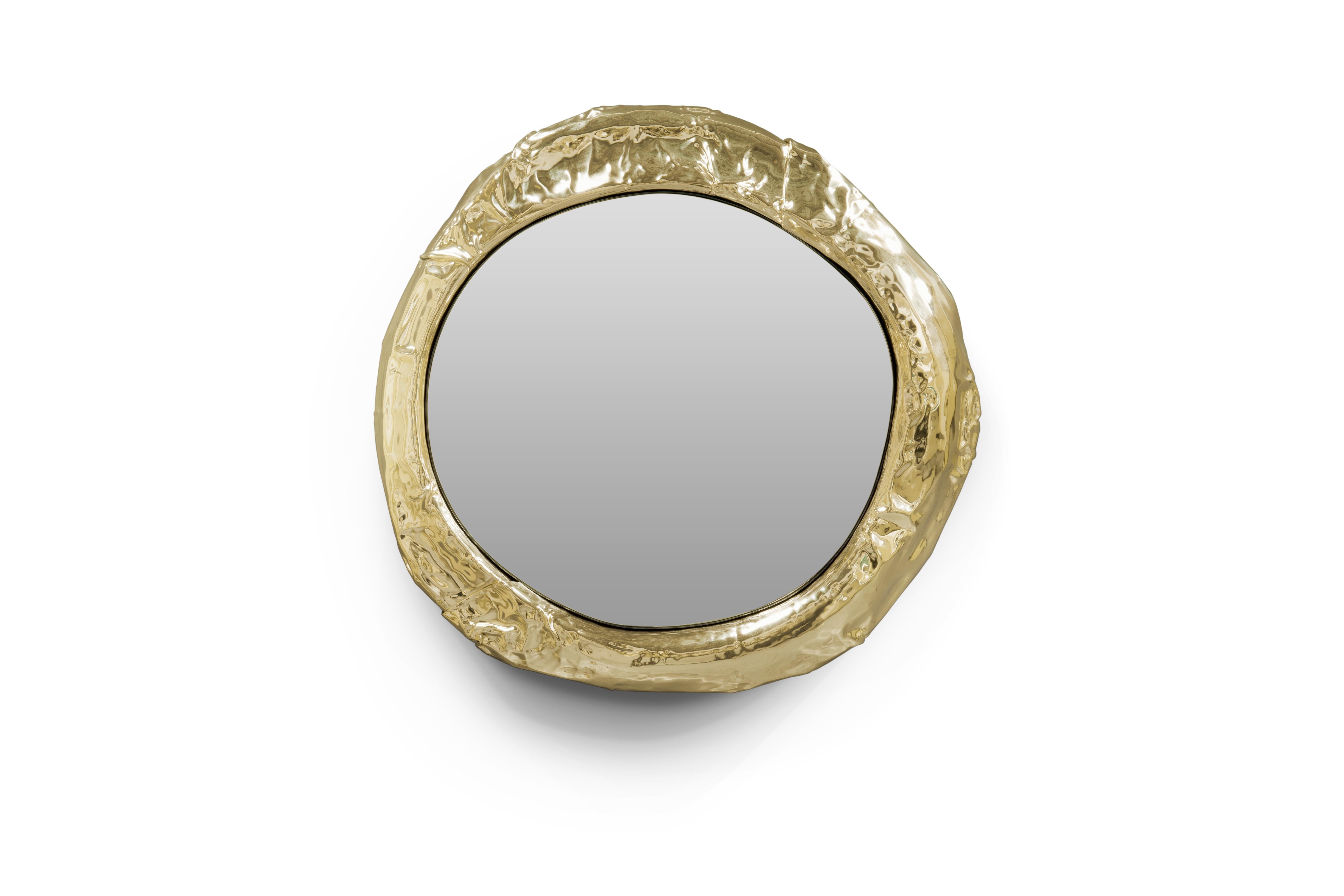 Halo Mirror - Handgefertigtes gehämmertes Messing & Spiegel - Boca do Lobo im Angebot 1