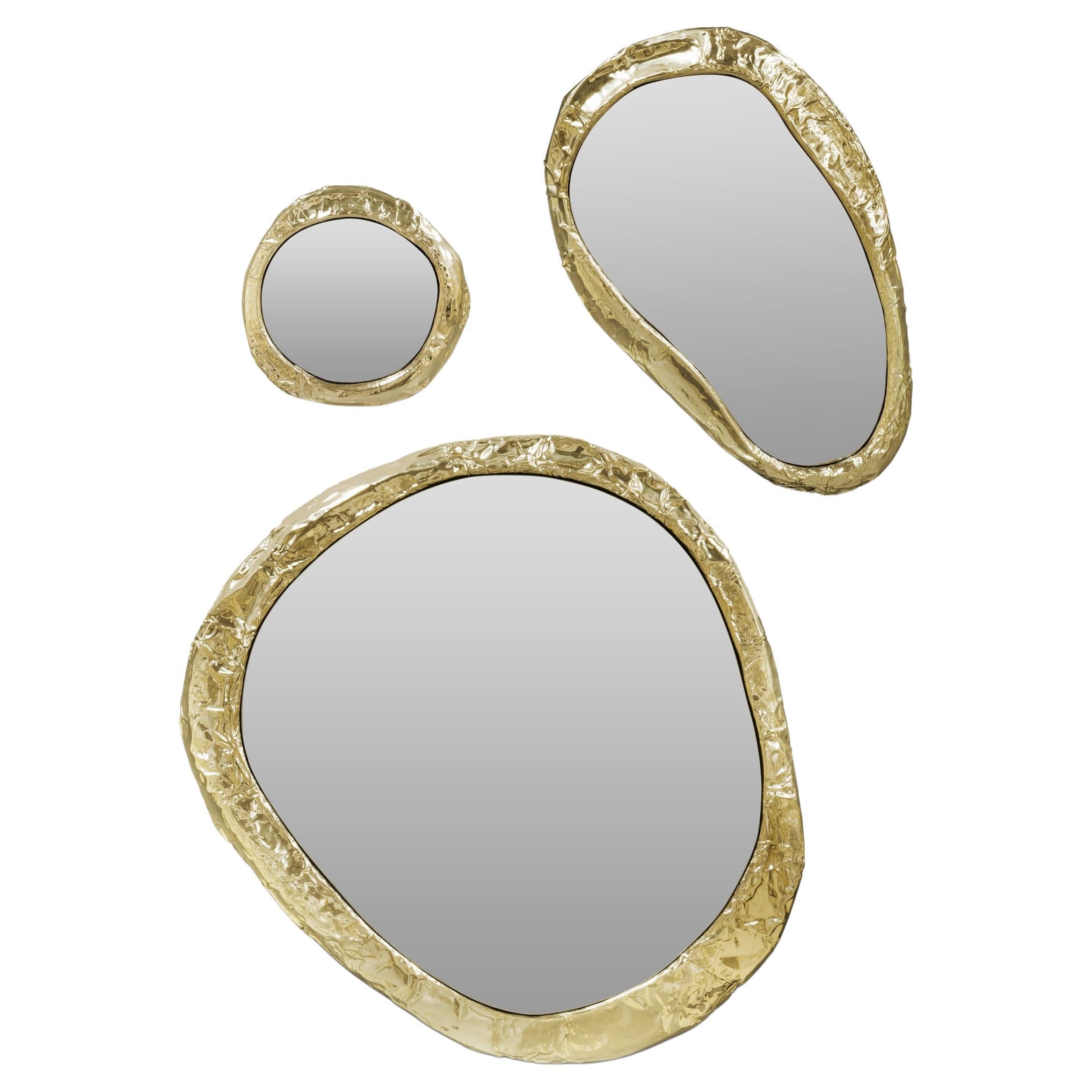 Halo Mirror - Handgefertigtes gehämmertes Messing & Spiegel - Boca do Lobo