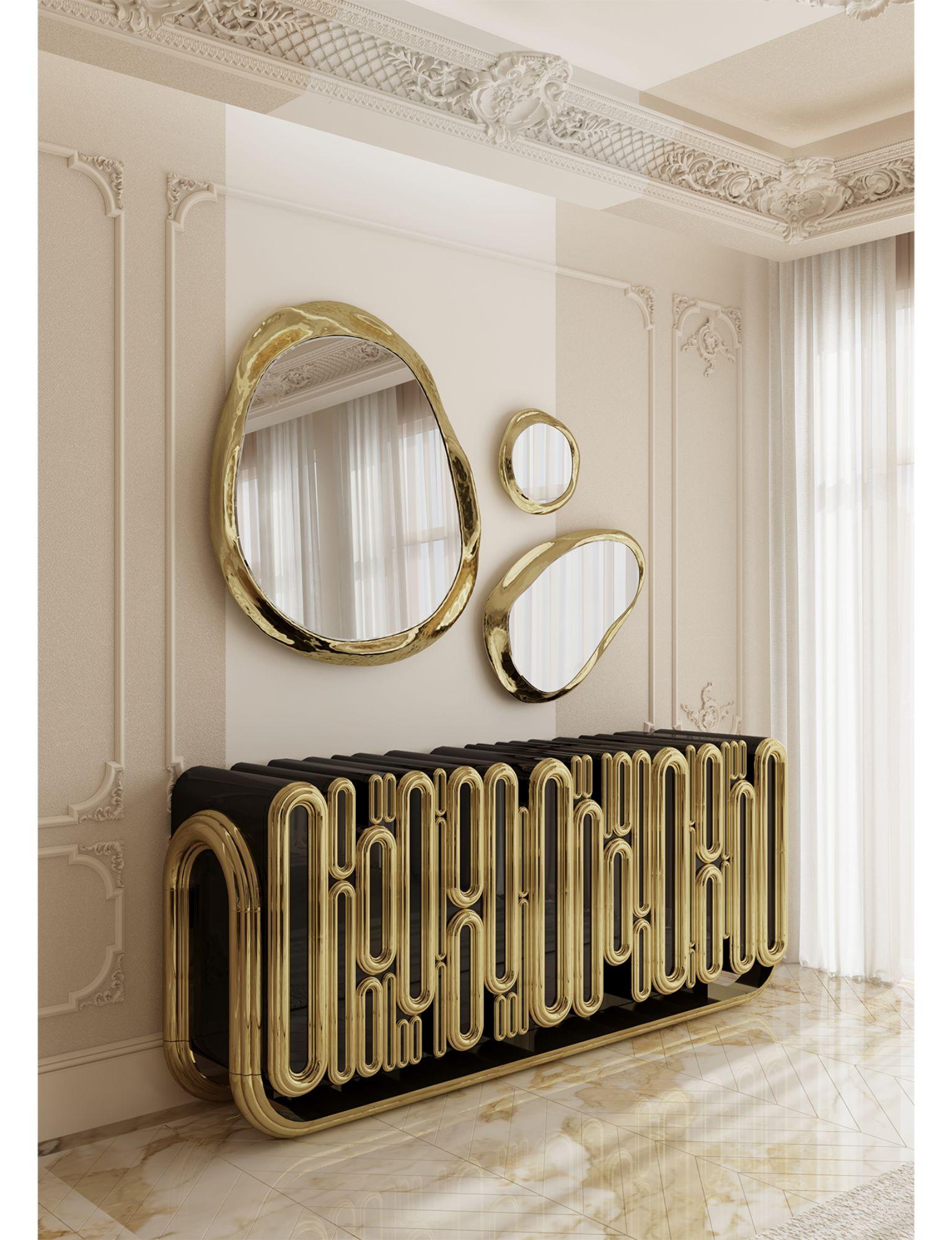 Halo Mirror - Handgefertigtes gehämmertes Messing & Spiegel - Boca do Lobo im Angebot 6