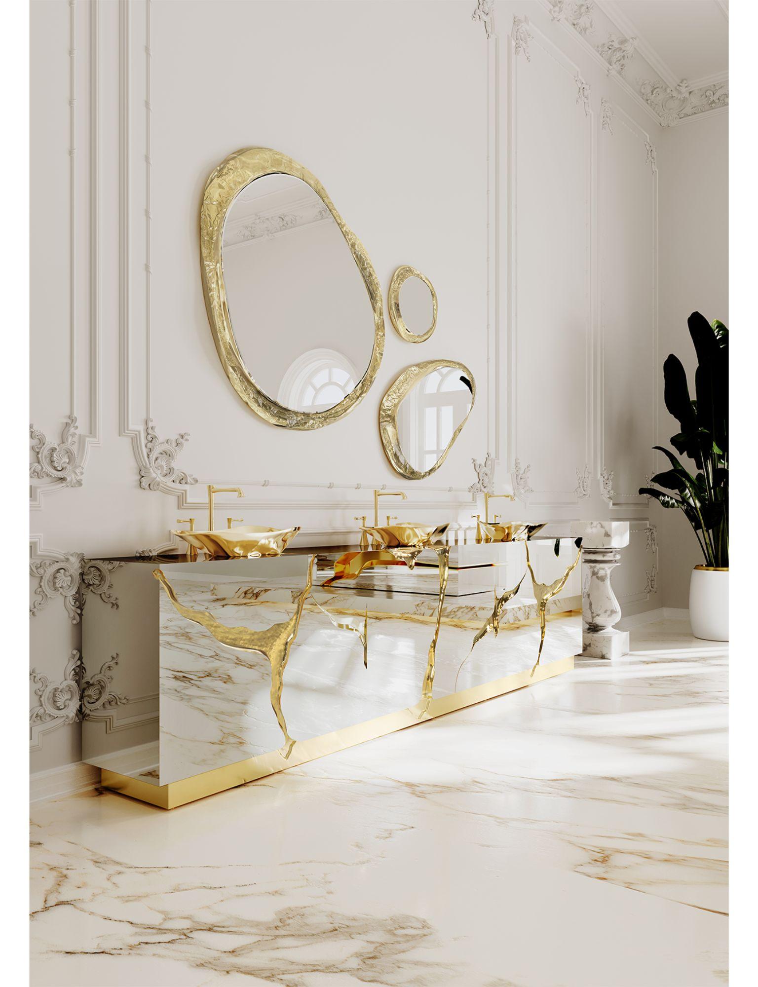 Halo Mirror - Handgefertigtes gehämmertes Messing & Spiegel - Boca do Lobo im Angebot 7