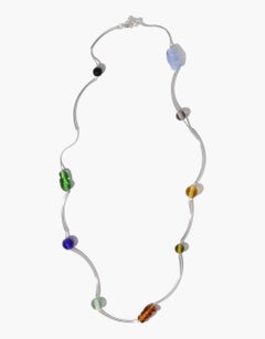 Halo Necklace in 925 Sterling Silver & All Multi Stone by CLED