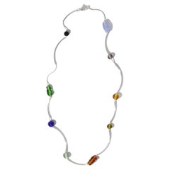 Halo Necklace in 925 Sterling Silver & All Multi Stone by CLED