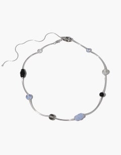 Halo Necklace in 925 Sterling Silver & Blue Multi Stone by CLED