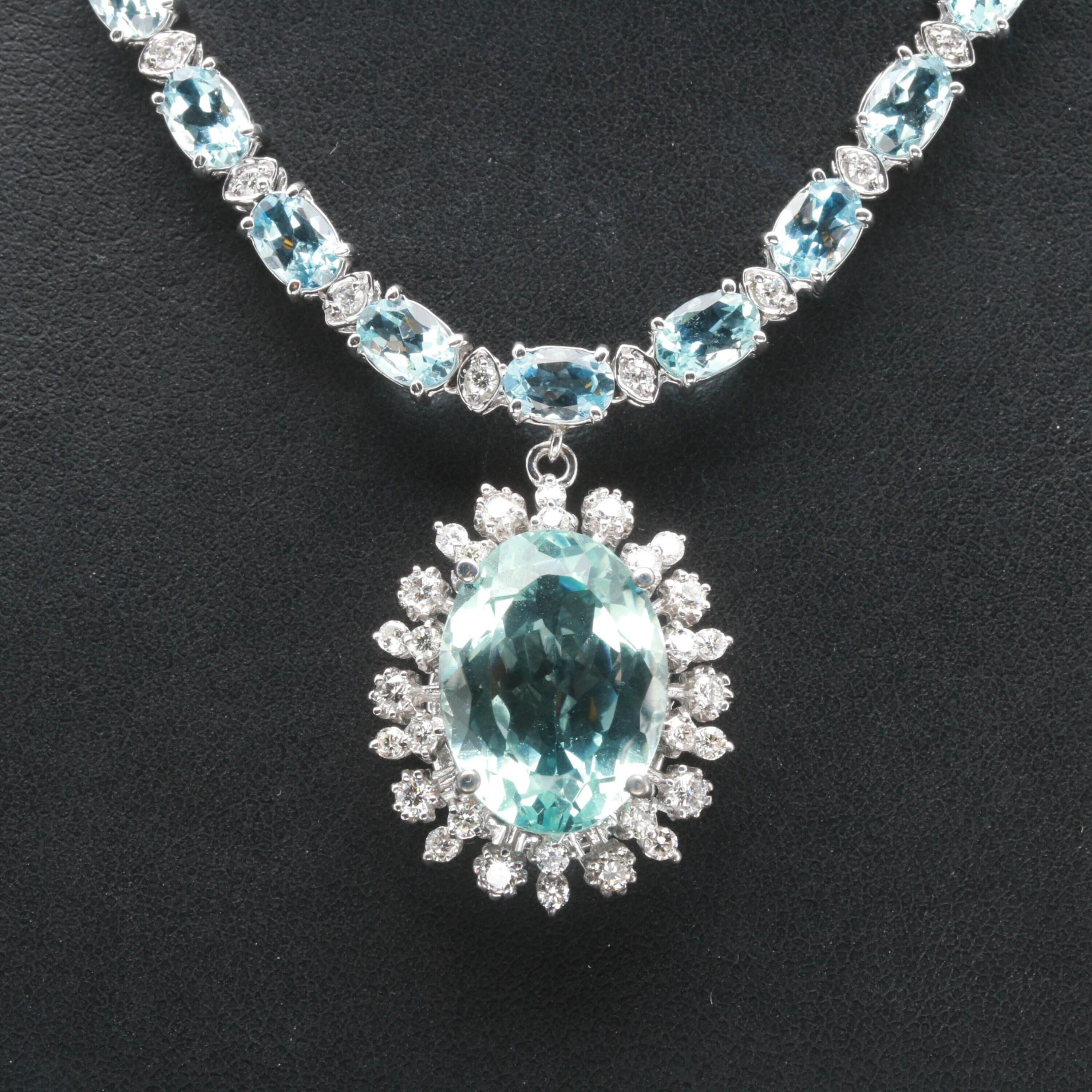 Halo Oval Cut Aquamarin Diamanten Halskette, einzigartige Aquamarin Diamant Braut Halskette, Vintage Diamant Hochzeit Halskette, Hochzeit Geschenk
 
 Artikel Beschreibung
 → Handgefertigt, auf Bestellung hergestellt
 → MATERIAL: MASSIV 18K/18K GOLD
