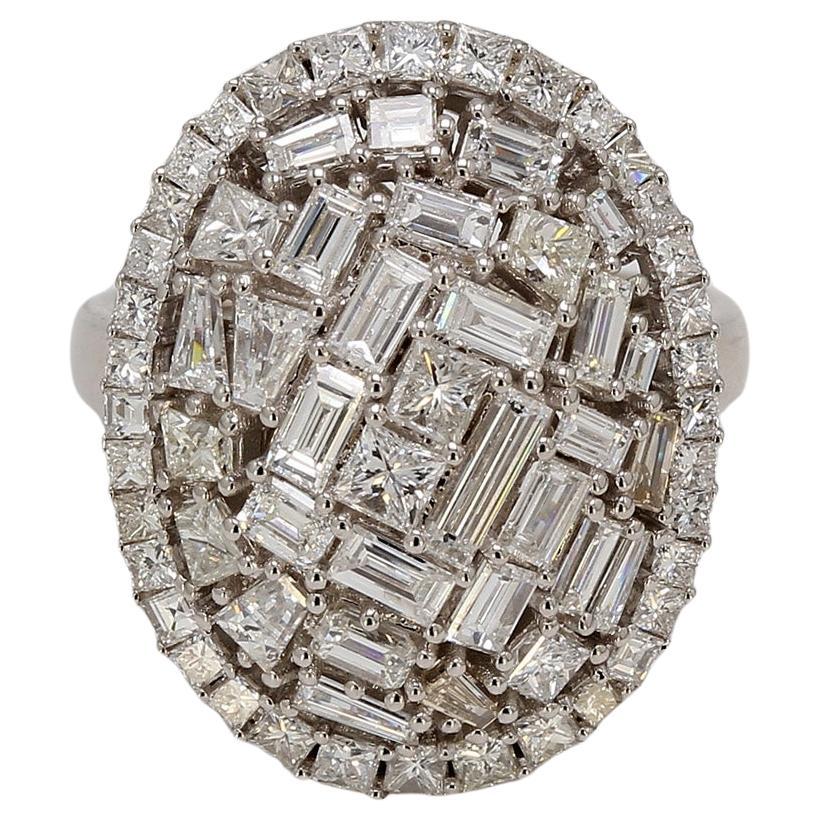Halo Oval Shaped Ring with Assorted Shaped Diamonds. D2.87ct.t.w. For Sale